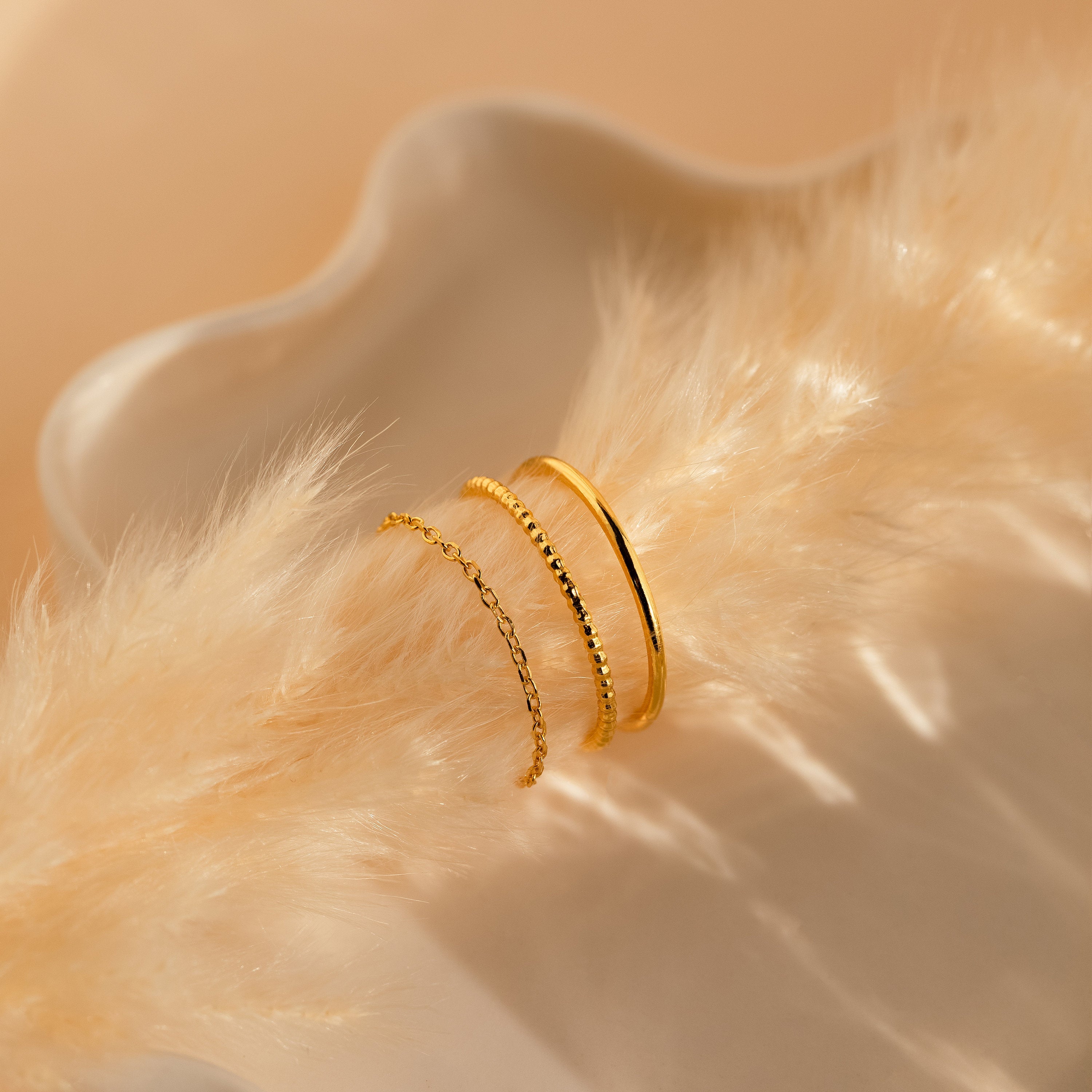 Versatile Elegance: The Textured Stacking Ring Set